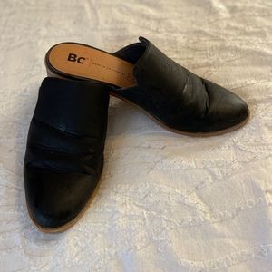 Black mule slippers